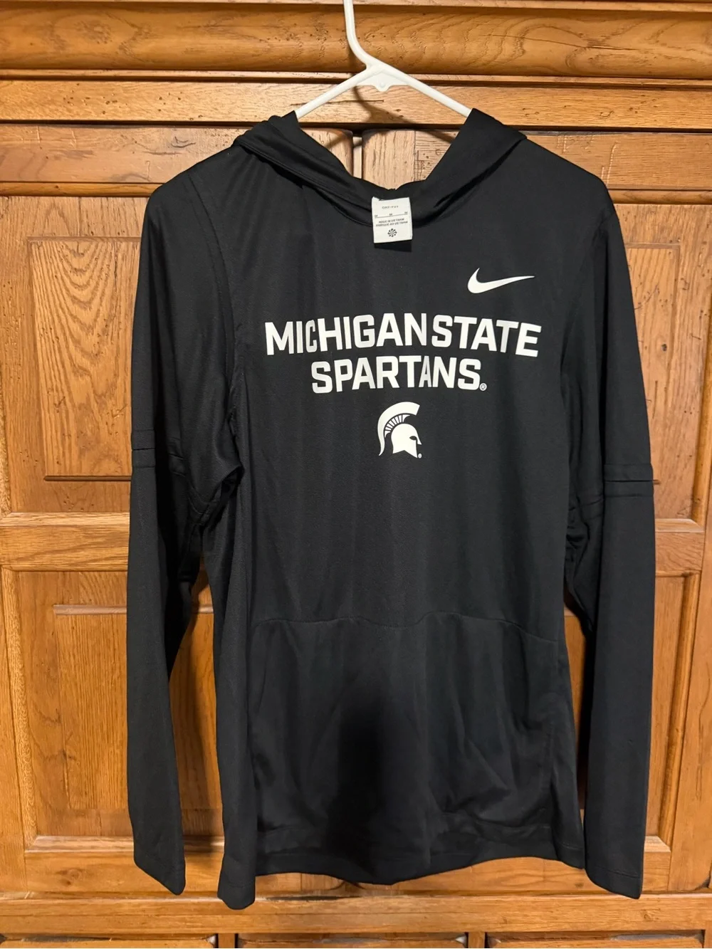 NWOT Michigan State Spartans Nike Sideline Dri-FIT Long Sleeve Hoodie T-Shirt M